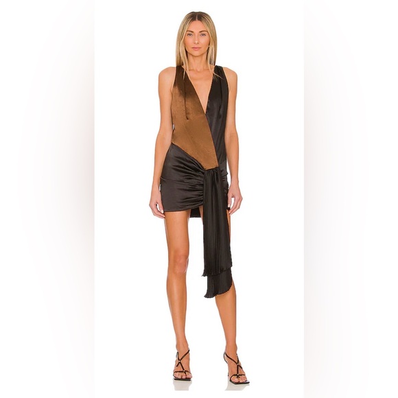 NBD Dresses & Skirts - NBD Black and Brown Draped Dress